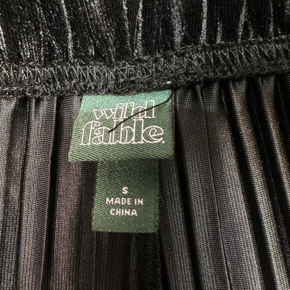 Wild Fable Pants WMNS S Black Velvet Velour Pleated High Waist Flared Pull On - Picture 5 of 11